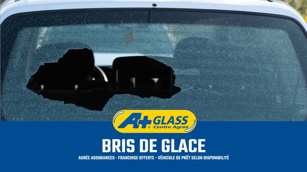 Lunette arrière de voiture brisée